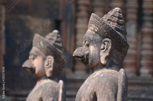 Banteay Srei Temple s zoomorfas hindues deities in Angkor  Cambodia