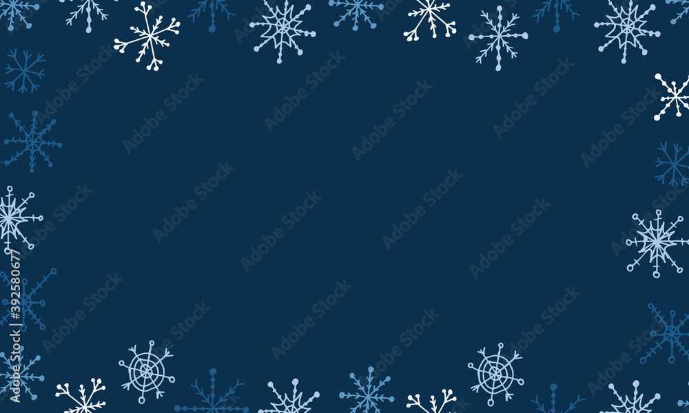 Snowflake simple doodle frame. Hand drawn snow element isolated on white background. Winter season, Christmas celebration Snowflake simple doodle frame. Hand drawn snow element isolated on white background. Winter season, Christmas celebration