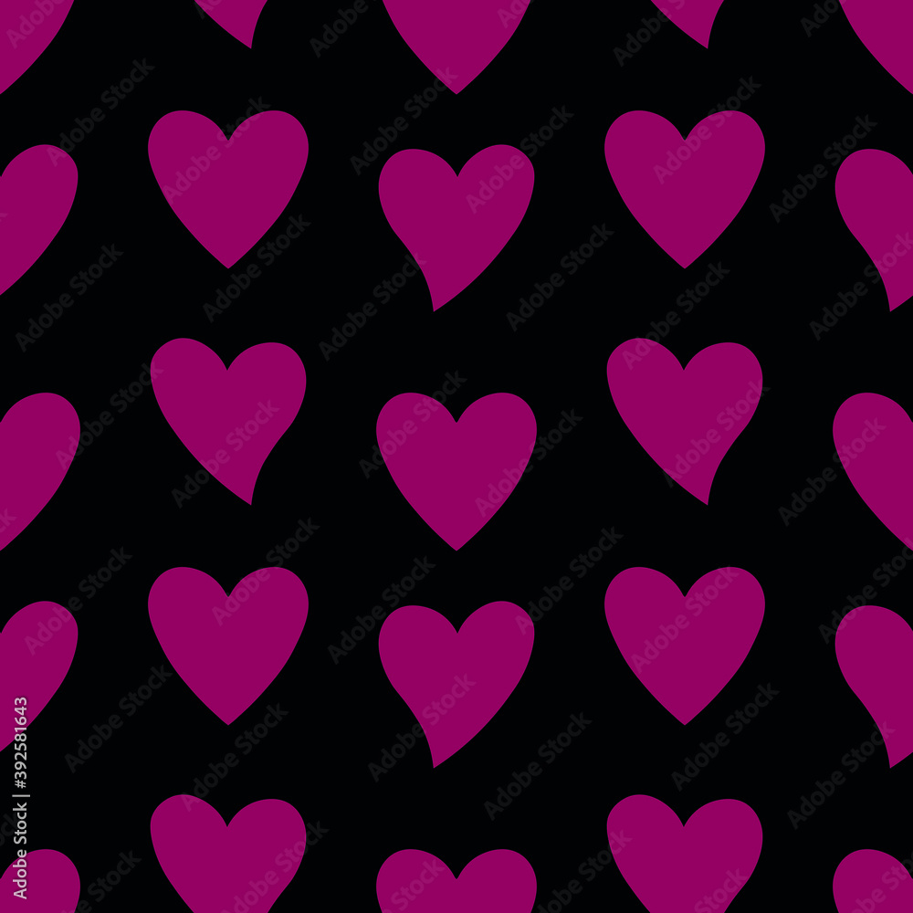 vector seamless pattern with hearts on a black background