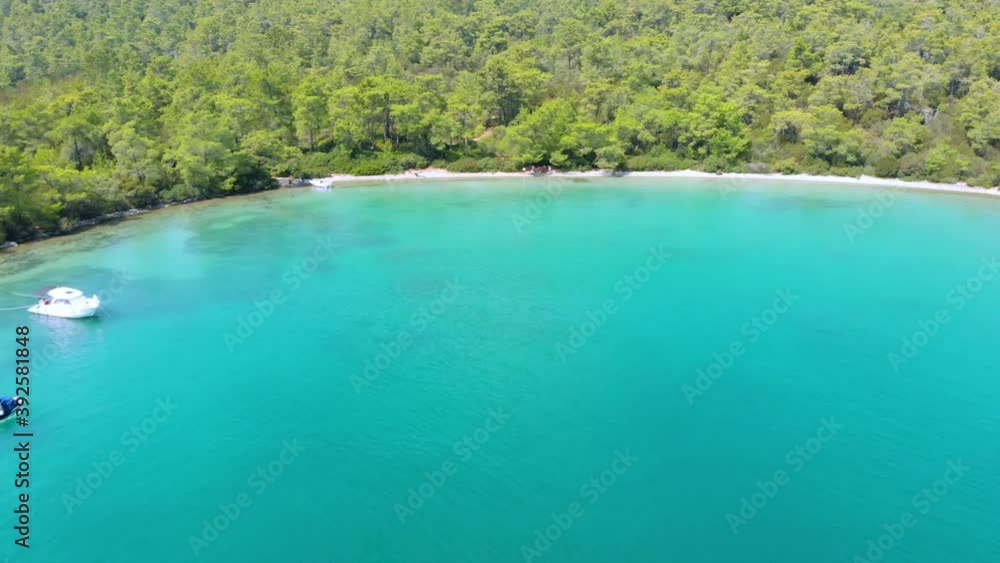 Aerial nature landscape of secret bay of Aegean Sea where green and blue meets. Pure nature with incredible clear green waters on a summer day in Didim, Turkey Aerial nature landscape of secret bay of Aegean Sea where green and blue meets. Pure nature with incredible clear green waters on a summer day in Didim, Turkey