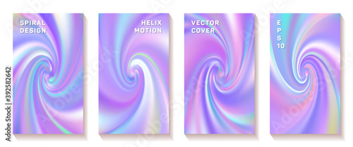 Gradient spiral rotation cover page templates set.