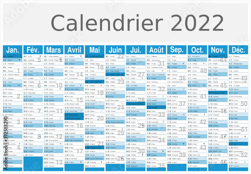 Calendrier 2022 12 mois au format 650 x 450 mm entièrement modifiable via calques et texte arial
