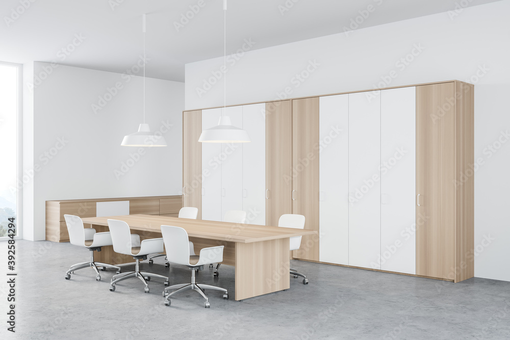Fototapeta premium White and wooden meeting room corner