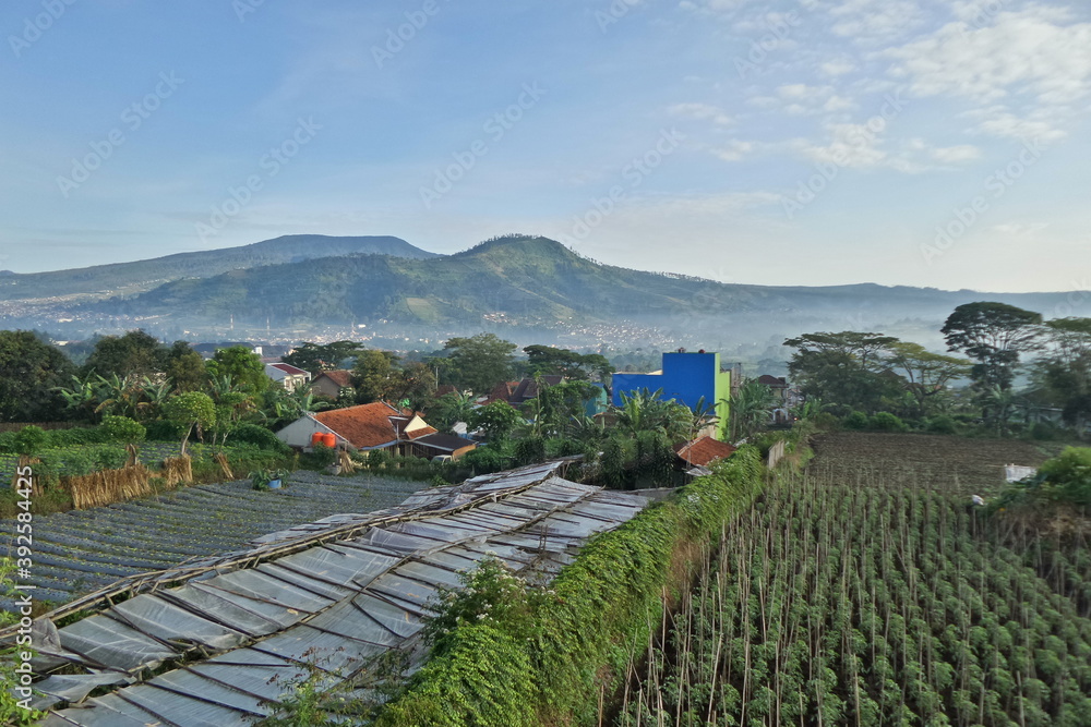 Beautiful mountain scenery in the early morning at Bandung, Indonesia Beautiful mountain scenery in the early morning at Bandung, Indonesia