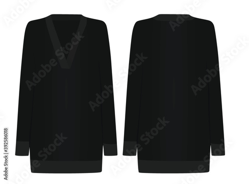 Black woman v neck jumper. vector