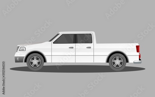Pick up car from side view, isolated vector illustration © Massaget