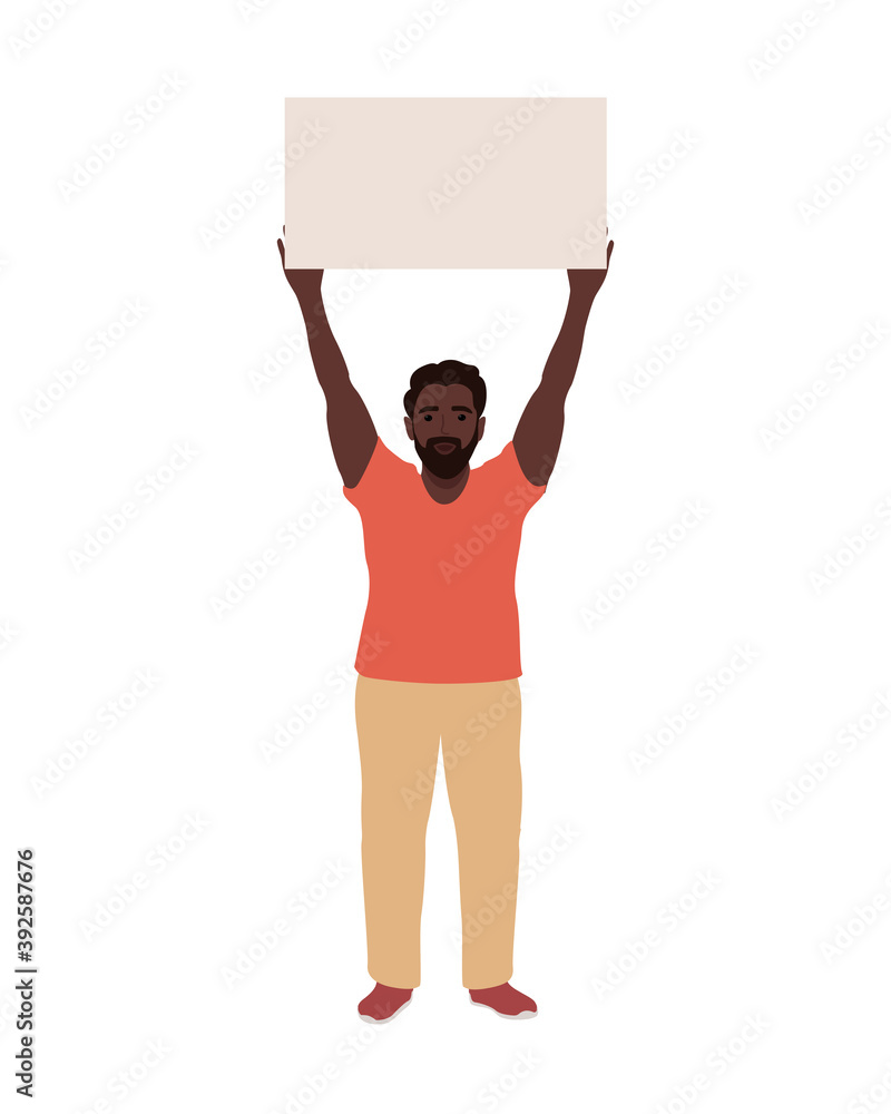 black man holding a blank poster vector black man holding a blank poster vector