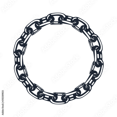 Metal chain icon. Vector circle silhouette.