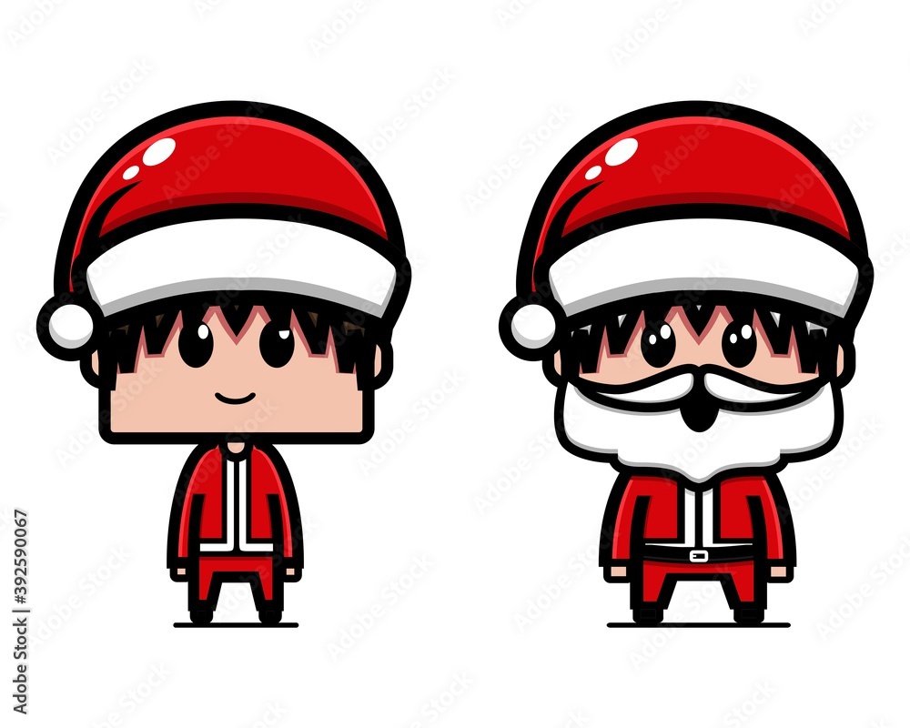 Cute boy wearing santa claus costume. Illustration vector