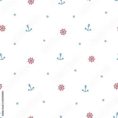 Marine vector seamless pattern for printing onto fabric or paper. Marine yacht club style. Sea background.