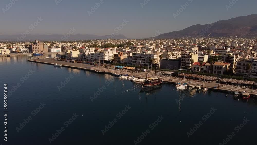 Aerial view of Kalamata port at daylight, one of the biggest ports in Peloponnese, Greece Aerial view of Kalamata port at daylight, one of the biggest ports in Peloponnese, Greece