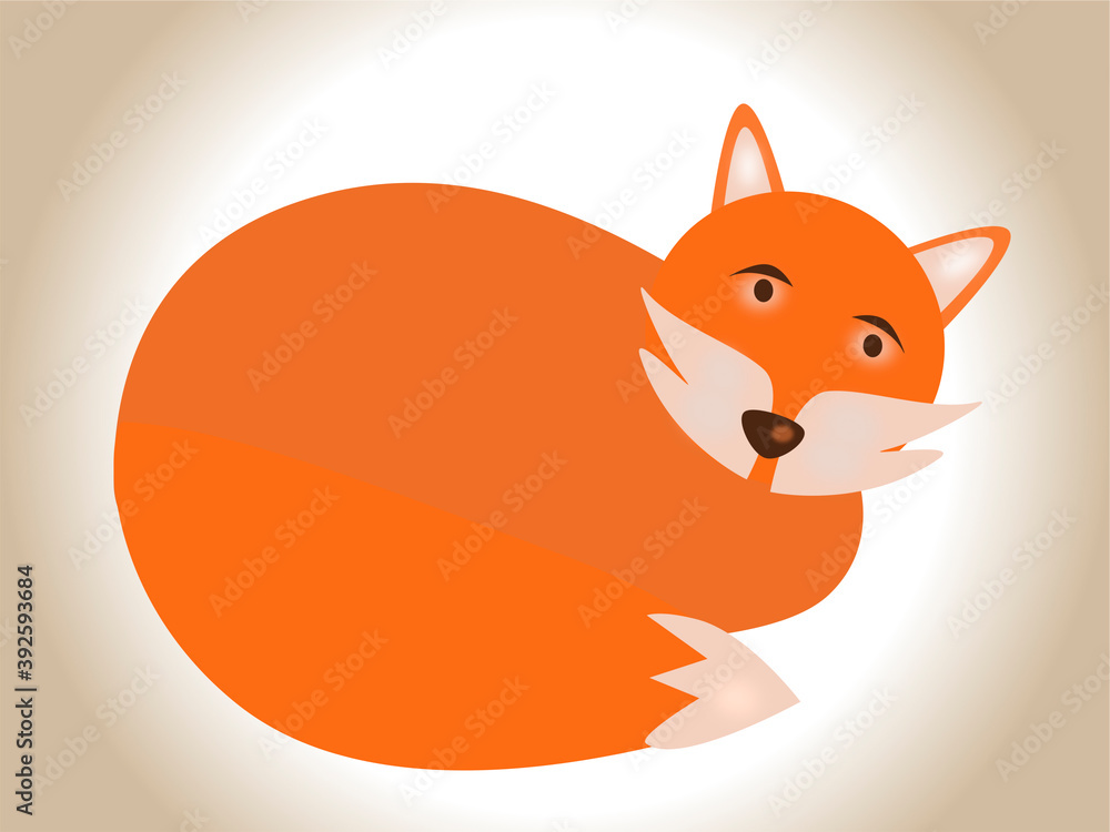 Obraz premium Isolated illustration of the cute red fox looking straight