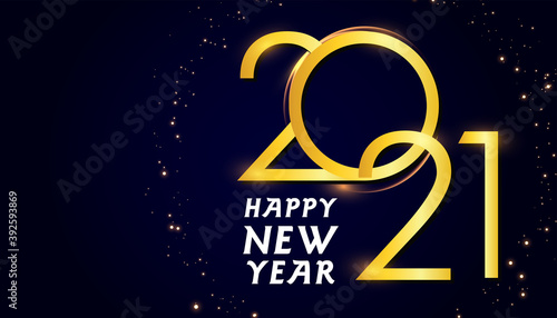 Luxury 2021 Happy New Year background. Golden design for Christmas and New Year 2021 greeting cards with New Year wishes
