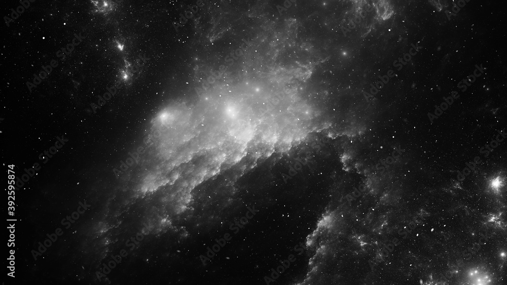 Obraz premium Abstract monochrome fractal illustration looks like beautiful galaxies.