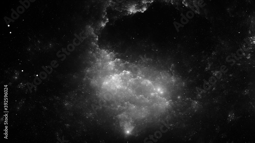 Abstract monochrome fractal illustration looks like beautiful galaxies. © idea_studio