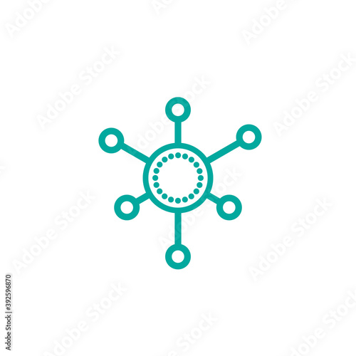 Hub network connection line icon isolated on white. Tech or technology logo. Server or central database button.