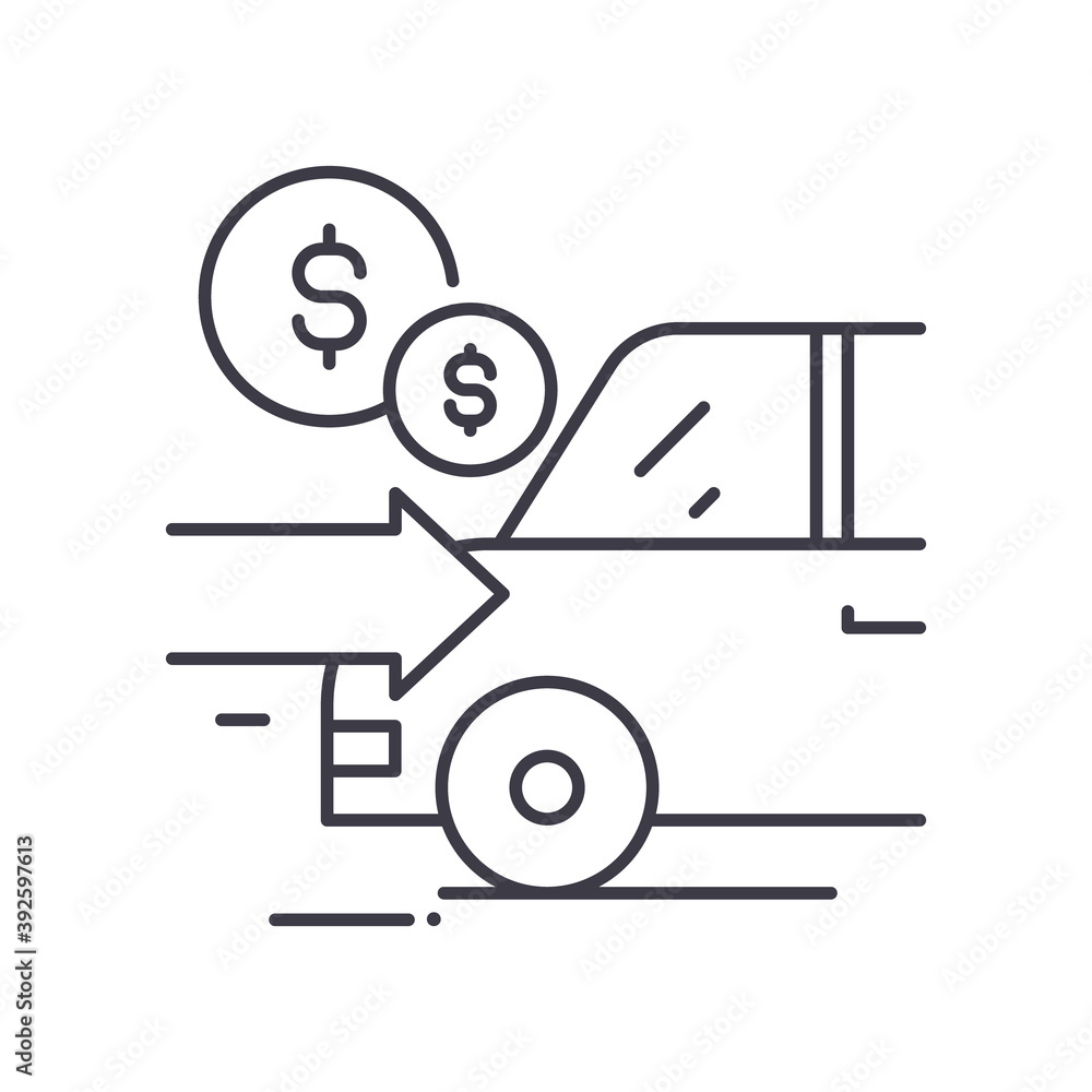 Cash on delivery concept icon, linear isolated illustration, thin line vector, web design sign, outline concept symbol with editable stroke on white background.