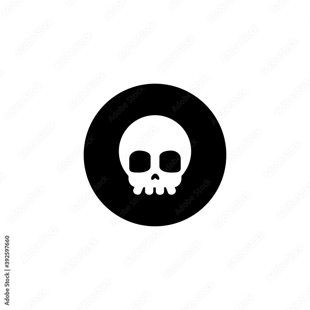 skull icon in black circle isolated on white. Danger sign. skull icon in black circle isolated on white. Danger sign.