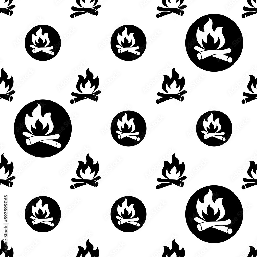 Campfire Icon Seamless Pattern, Camp Fire Campfire Icon Seamless Pattern, Camp Fire