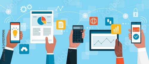 Business people working together and connecting online