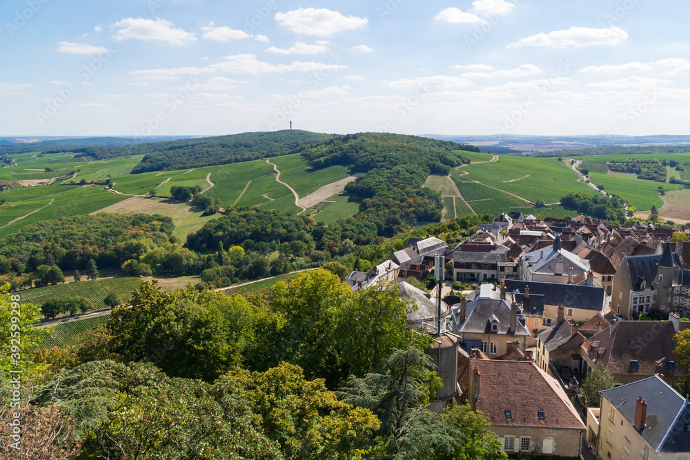 Panoramic view on the village and the vineyards of Sancerre, in the Loire Valley, France