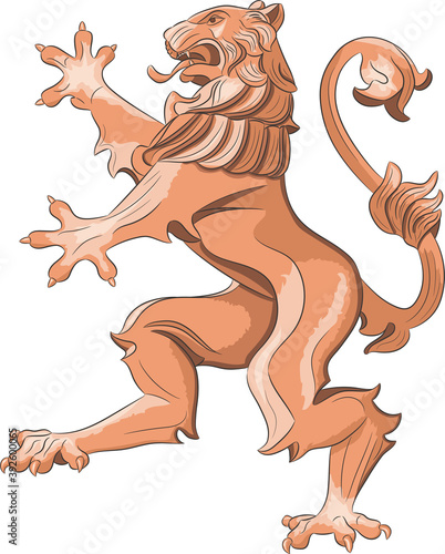 Heraldic lion with the flag of the city Lviv.