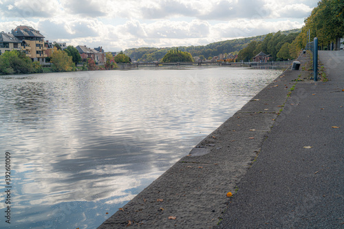 Toeristic pictures of the city Namen.   Wide angle bird perspective shot of namur with the river maas, la meuse.  Best of belgium, wallonie in one postcard.  High resolution shots, les ardennes. photo