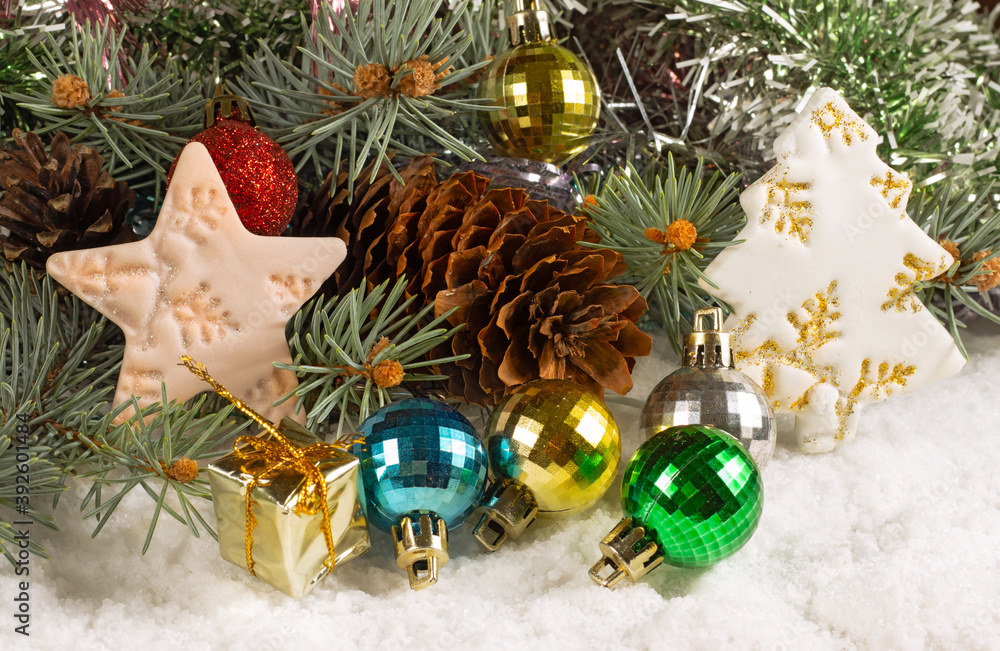 Image of beautiful Christmas decorations. Festive Christmas card.. Image of beautiful Christmas decorations. Festive Christmas card..