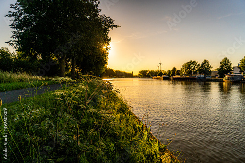 Canal Roeselare Leie at the Jagerspas.  River connecting Izegem and Ingelmunster.  Best of west flanders.  Unknown toeristic places in belgium photo