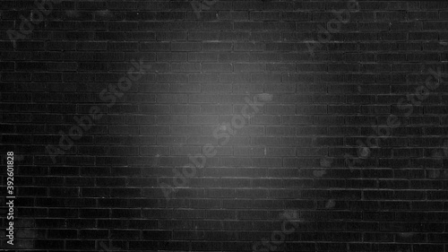 old brick wall texture grunge background with vignetted corners, Black and White 