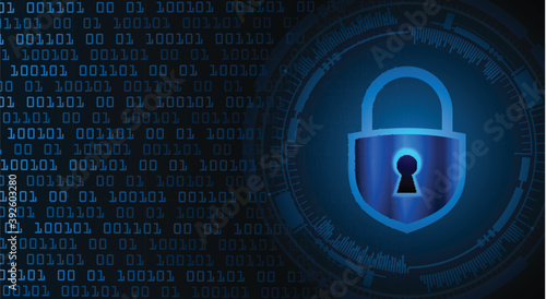 Closed Padlock on digital background, cyber security