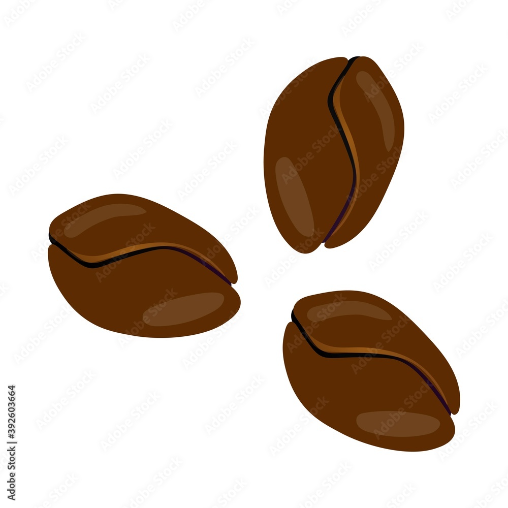 Fototapeta premium Realistic coffee beans isolated on white background. Minimalistic vector illustration.