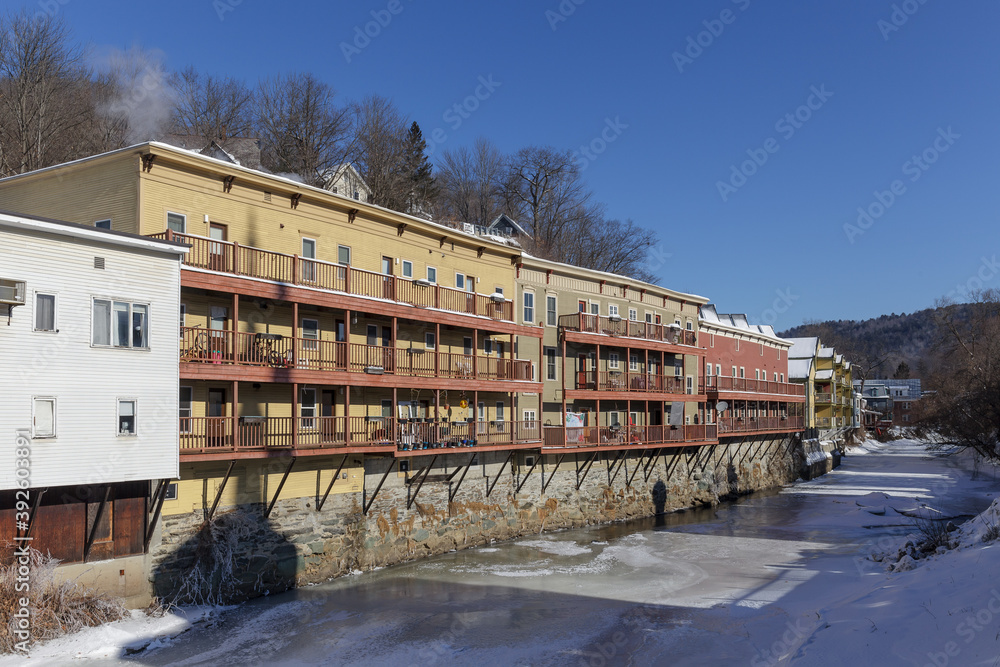Fototapeta premium MONTPELIER, VERMONT, USA - FEBRUARY, 20, 2020: City view of the capital city of Vermont at winter