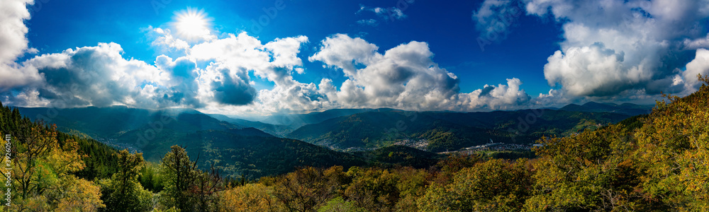A very wide panorama in Black Forest National Park in Germany