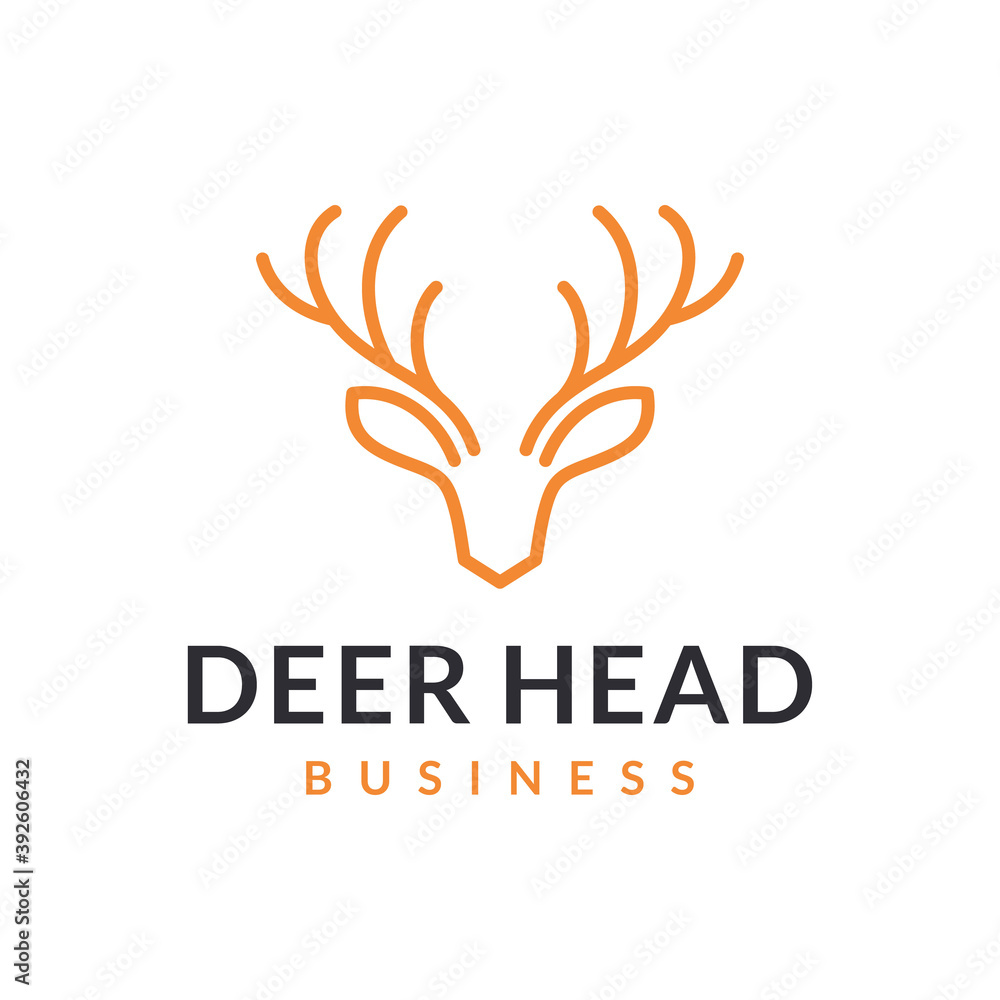 Deer antlers vector logo design line art style Deer antlers vector logo design line art style