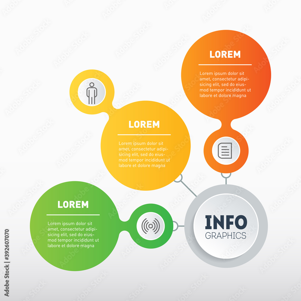 Template of info chart. Infographic or diagram of technological or education process with three directions. Brochure design template. Business presentation concept with 3 options. Template of info chart. Infographic or diagram of technological or education process with three directions. Brochure design template. Business presentation concept with 3 options.