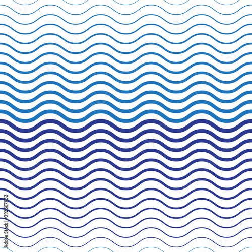 Abstract two-tone wave, seamless pattern. Applicable to the design of the fabric or background of a marine theme. Vector.