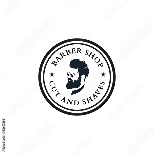 Man with beard Vintage barbershop logo templates