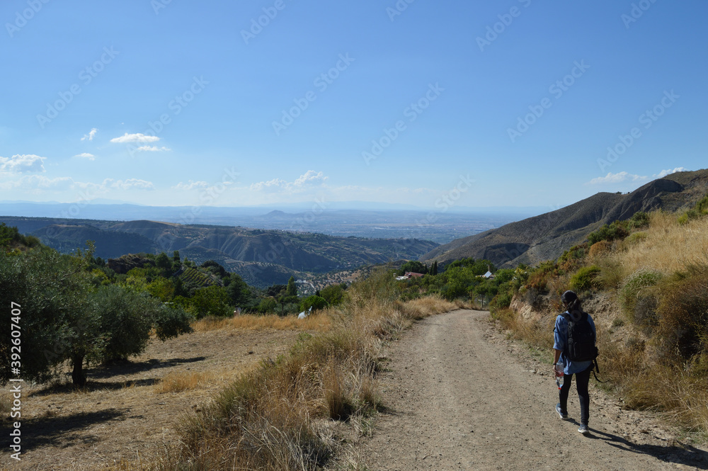 Landscape Panorama along Circular del Río Monachil Hike near Granada, Spain