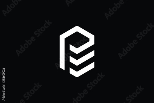 EP logo letter design on luxury background. PE logo monogram initials letter concept. EP icon logo design. PE elegant and Professional letter icon design on black background. E P PE EP photo