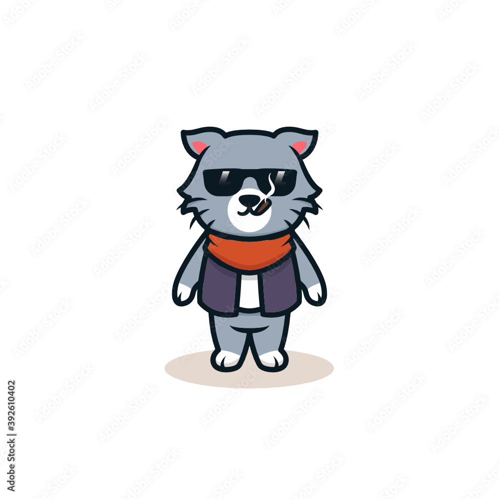 Little cat in gangster mob costume Little cat in gangster mob costume