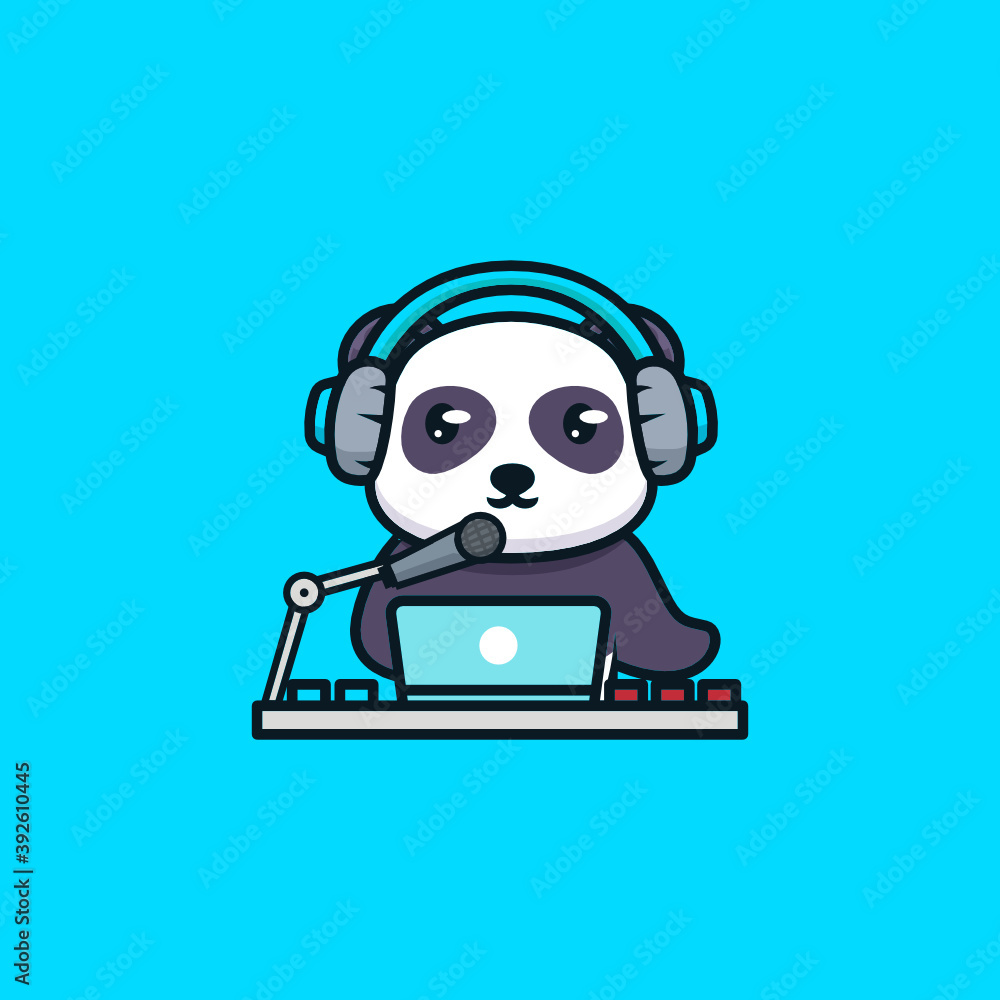 Cute panda with DJ's equipment Cute panda with DJ's equipment