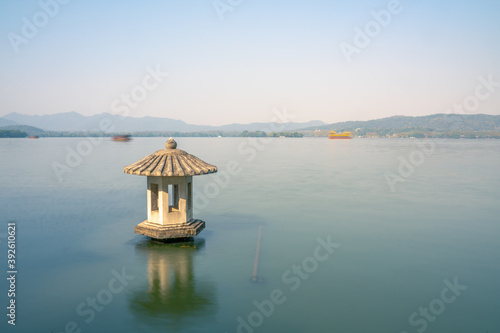 Cuiguang pavilion, the historic landmark in West Lake, in Hangzhou, China.