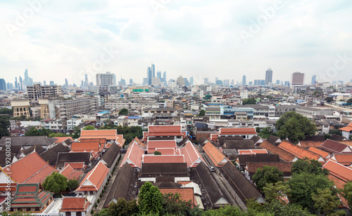 landscape view of Bangkok Thailand with Buddhism temple