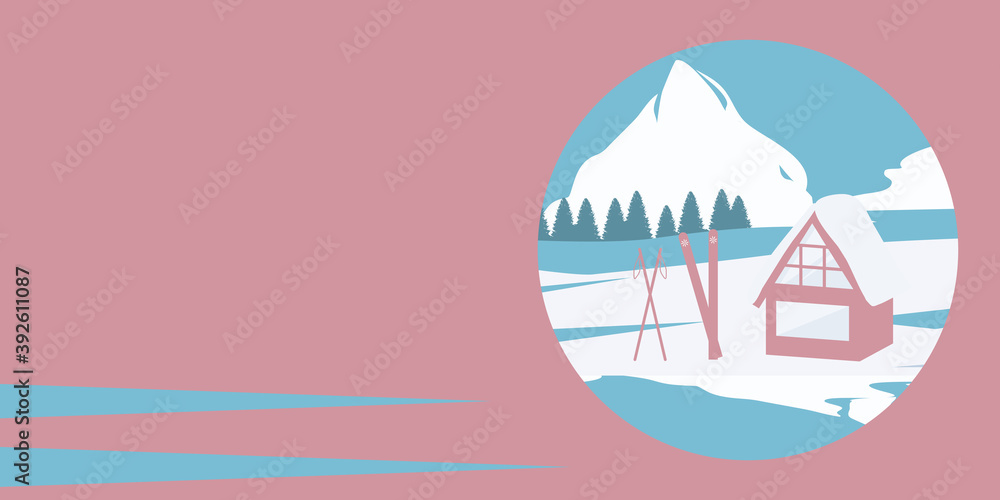 Sharing Economy. Ski lodge in the mountains. Vector illustration. Design Concept Sharing Economy. Ski lodge in the mountains. Vector illustration. Design Concept