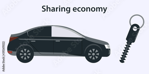 Sharing Economy. Passenger car. Vector illustration. Design Concept