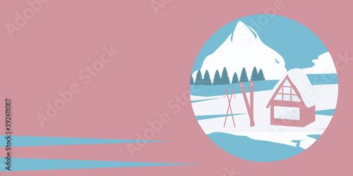 Sharing Economy. Ski lodge in the mountains. Vector illustration. Design Concept