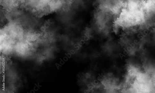 abstract gray smoke overlays realistic dust and white natural effect pattern on black.
