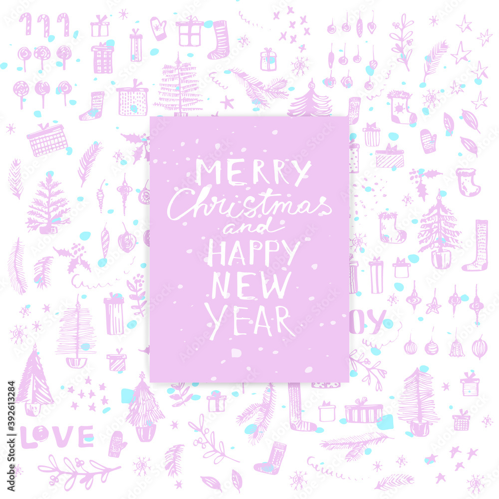 Christmas line art drawings in purple color Christmas line art drawings in purple color