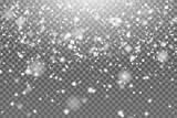 Christmas background with transparent basis and lots of snowflakes around the frame light rectangular